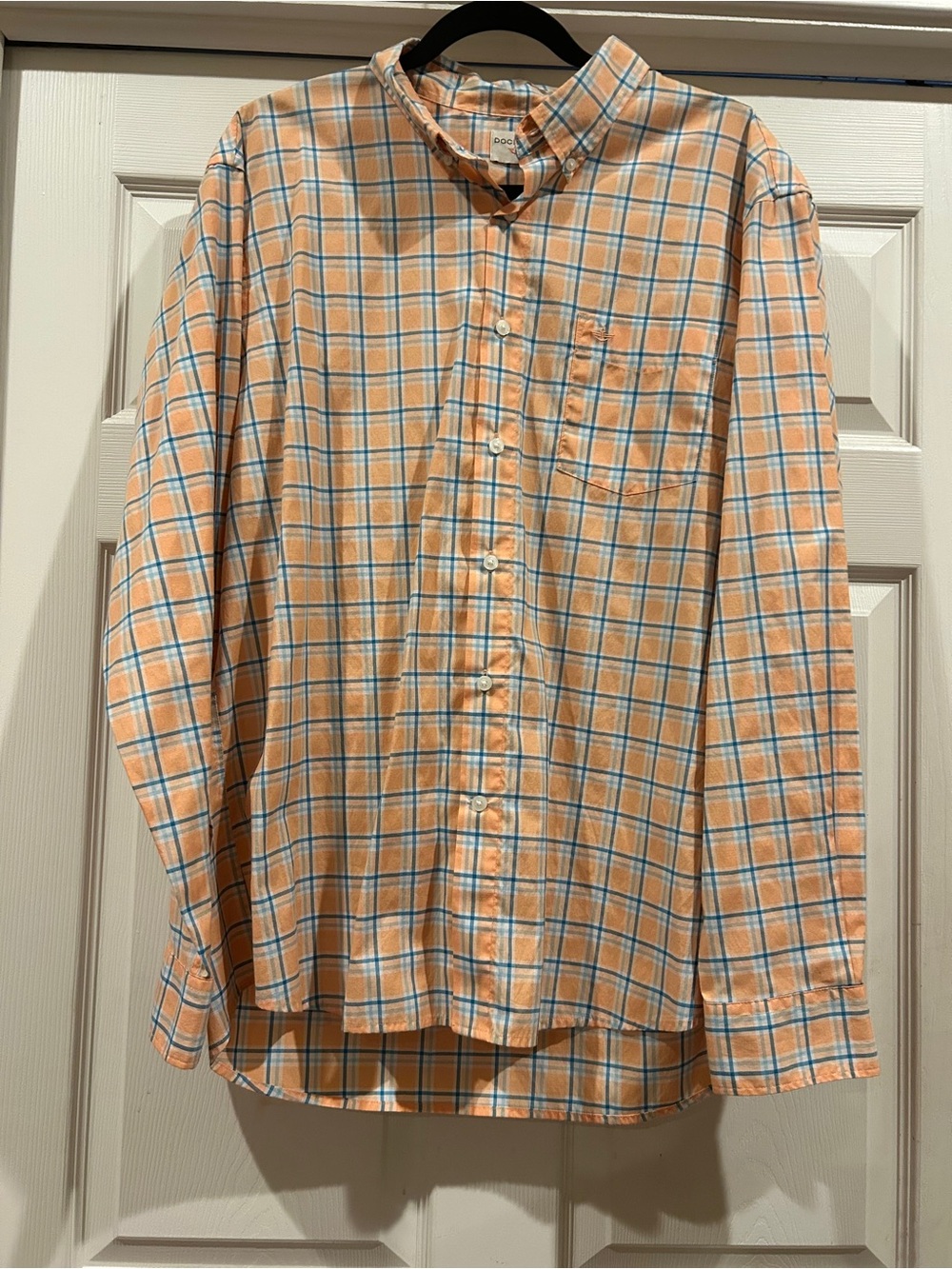 Dockers Orange and White Plaid Button-Down Shirt